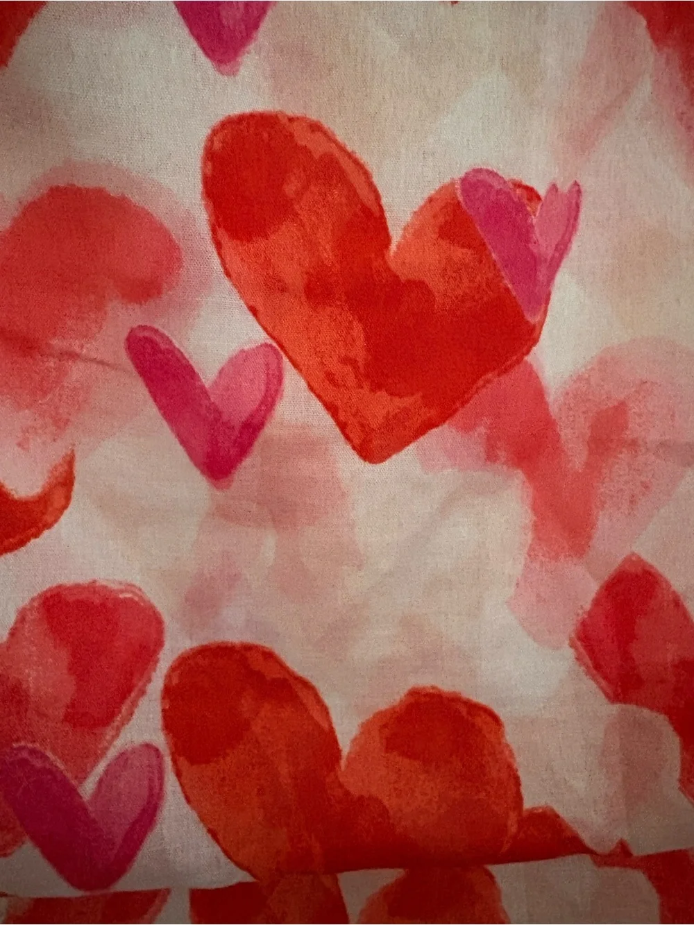 Sheer Heart-Print Infinity Scarf in Red & Pink